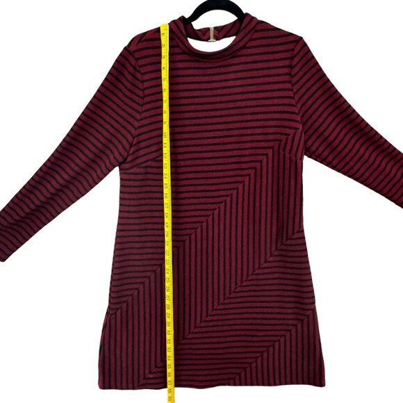 Hutch Anthropologie Knitwork Dress Burgundy Black Striped Long Sleeve Size L - Picture 8 of 15